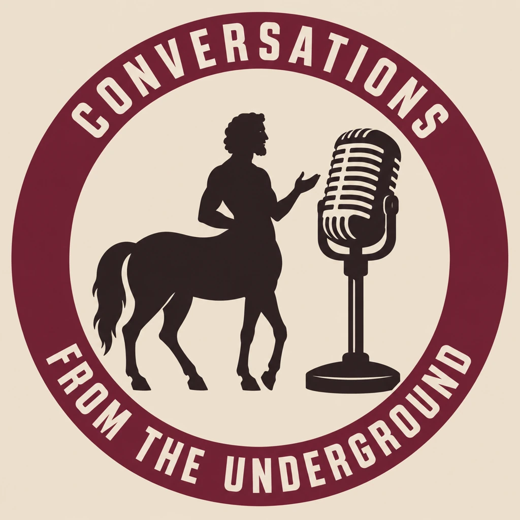Conversations from the Underground: a centaur silhouette beside a microphone
